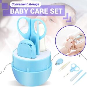 Baby Grooming Kit | Safe Baby Manicure & Nail Care Set with Plastic Case | Scissors, Clippers, File & Tweezers