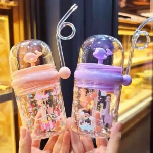 Whale Spray Sippy Cup for Kids | 250ML Portable Baby Straw Water Bottle with Cute Cartoon Design | BPA-Free Leakproof Sippy Kettle for Toddlers