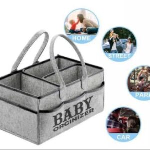 Foldable Baby Diaper Caddy Organizer | Portable Nursery Storage Basket with Waterproof Liner | Essential for Changing Table, Nursery, Car & Baby Showers