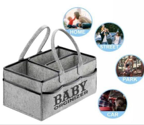 Foldable Baby Diaper Caddy Organizer | Portable Nursery Storage Basket with Waterproof Liner | Essential for Changing Table, Nursery, Car & Baby Showers